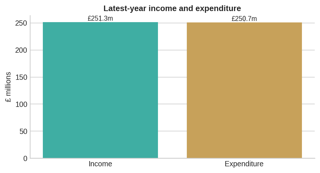 RNLI income and expenditure chart from the CharityWatch example report